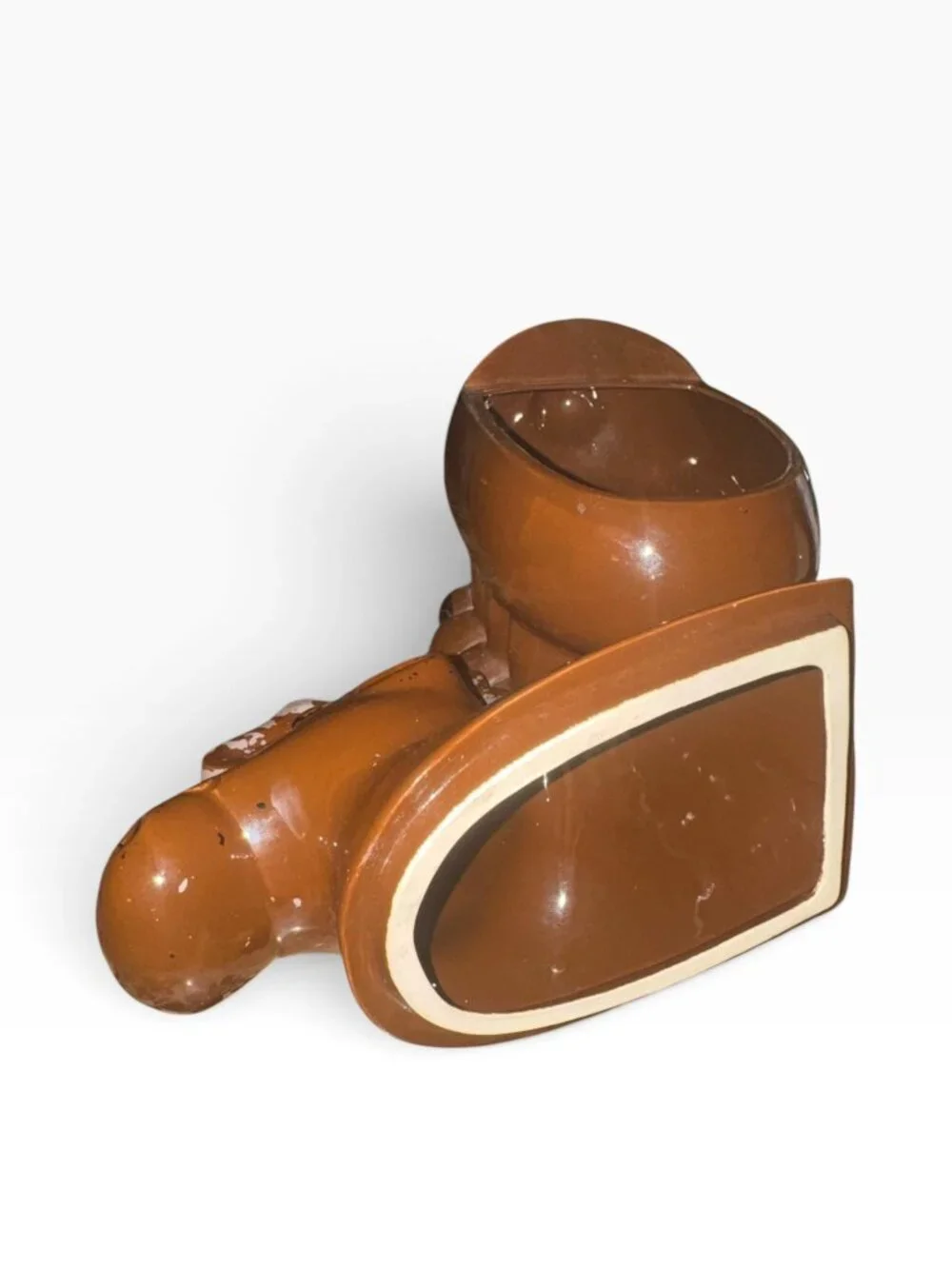 Vintage Brown Ceramic Moose Trinket Box Figurine With Lid